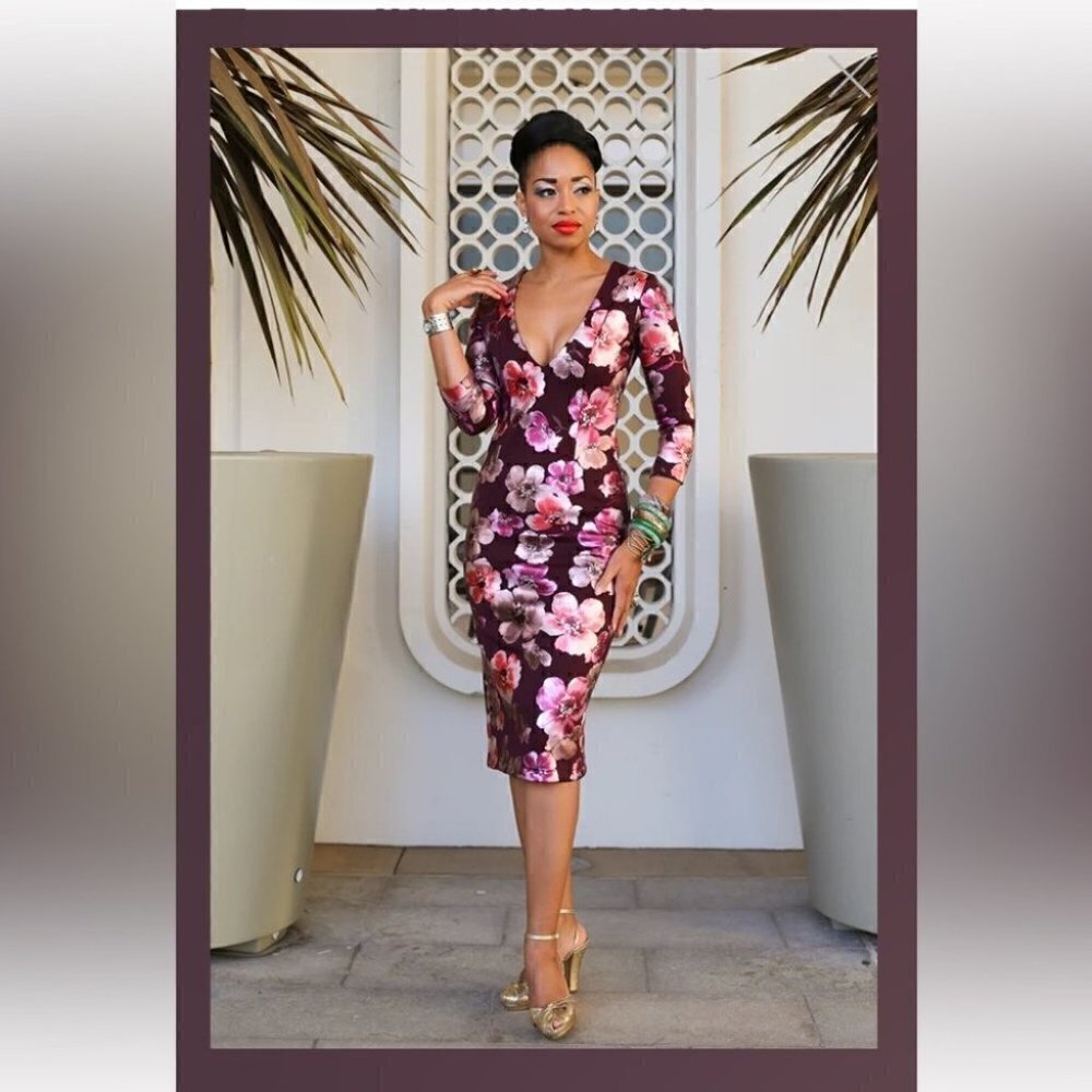 Retrolicious NWT The Lana dress floral pinks purples vintage inspired retro sz L